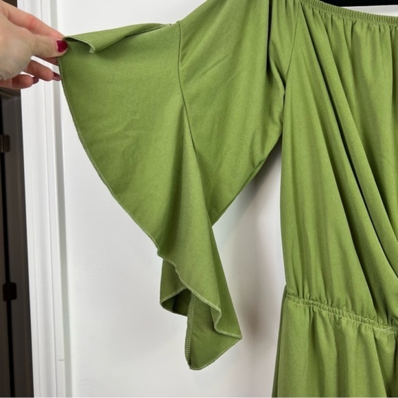 Shein Green Bell Sleeve Off The Shoulder Knot Front Playsuit womens size XL - Picture 4 of 6